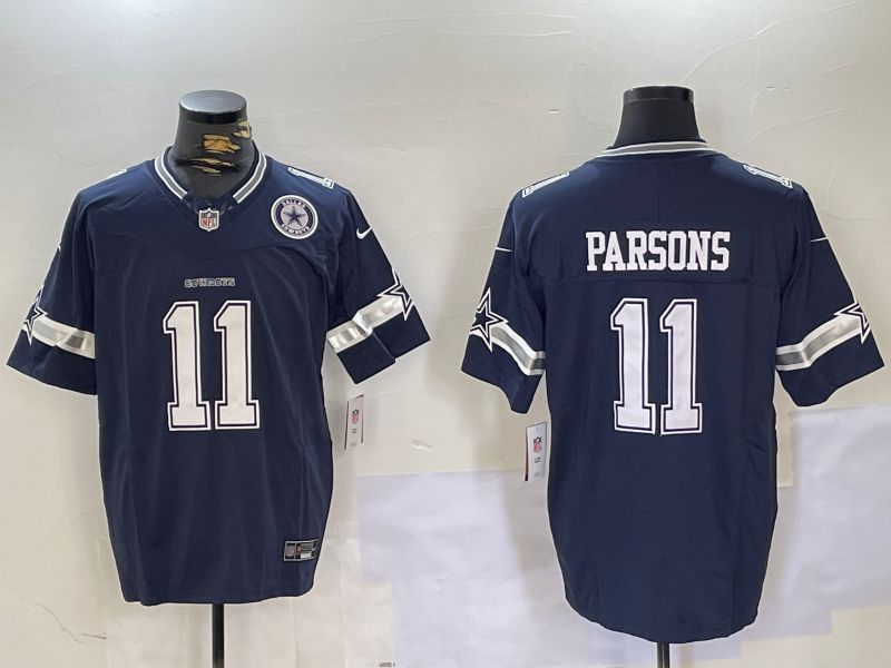 Men Dallas Cowboys #11 Parsons Blue 2024 Nike Three generations Vapor Limited NFL Jersey style 8